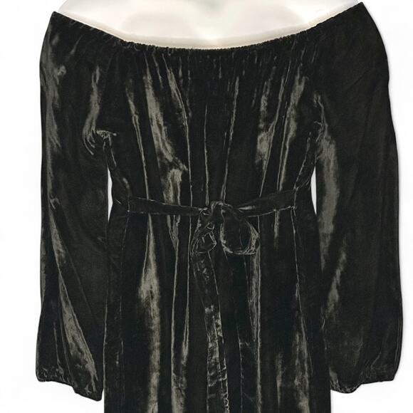 Vintage 90s HICO Crushed Velvet Maxi Dress Size 14 Off Shoulder Goth Boho Party - Picture 14 of 14